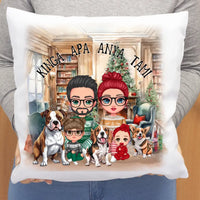 Karácsonyi cuki családos párna kutyákkal