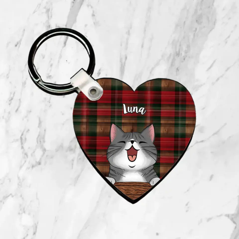 Választható karakteres szív alakú cicás kulcstartó