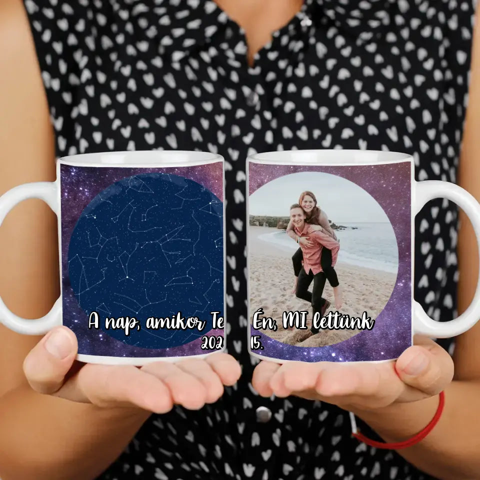 Csillagtérképes bögre egyedi képpel