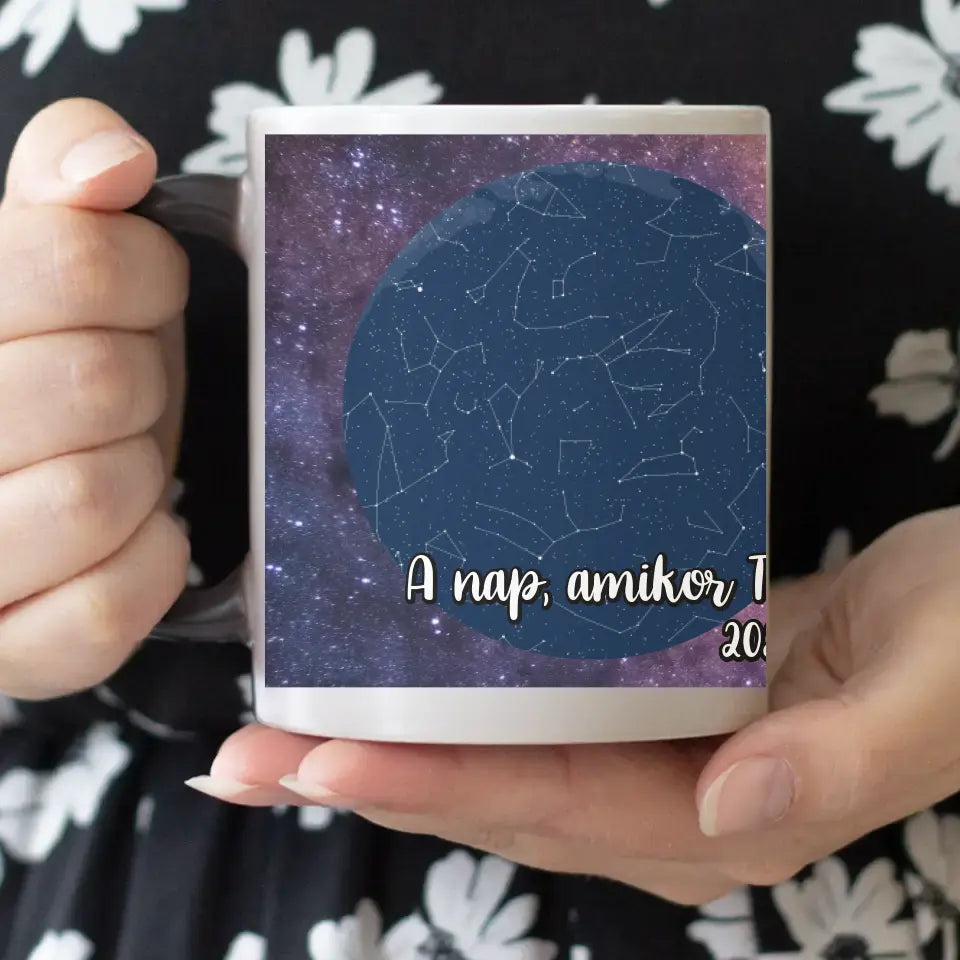 Csillagtérképes bögre egyedi képpel