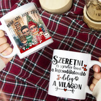 Karácsonyi család macskákkal ajándék bögre