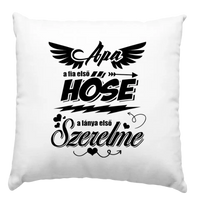 Kétoldalas egyedi fotós párna apás idézettel