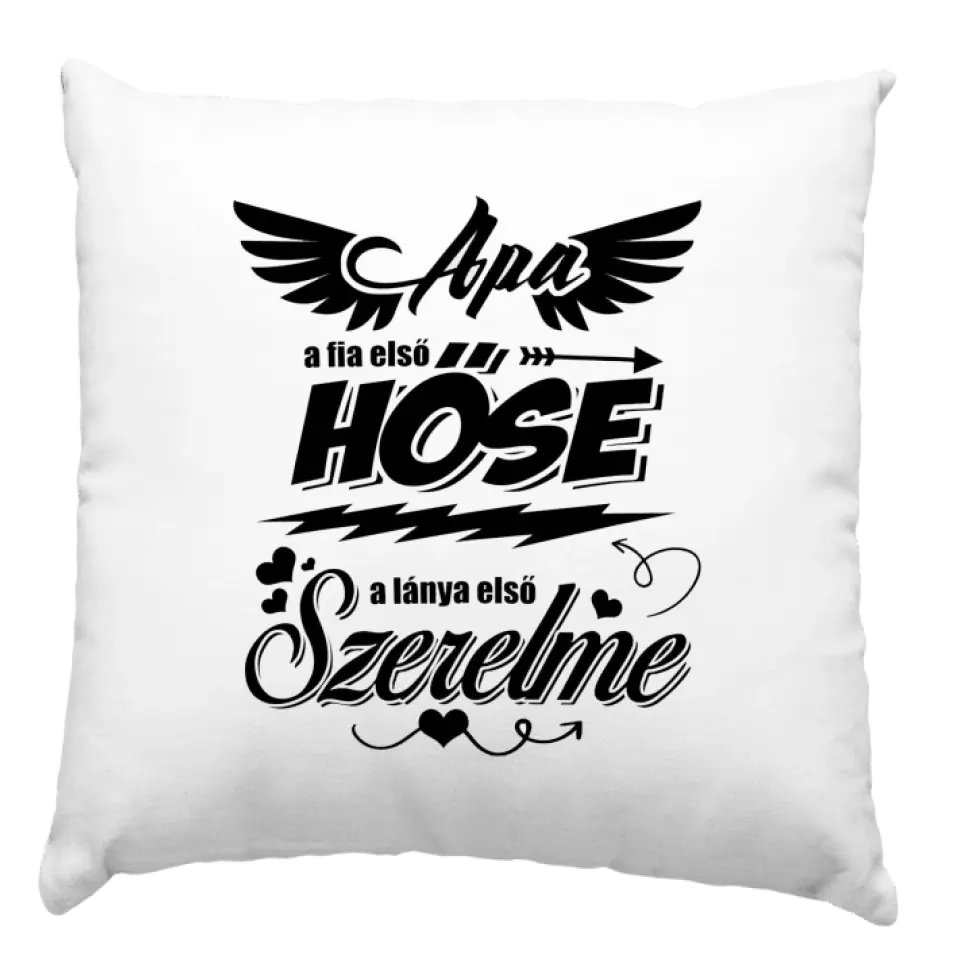 Kétoldalas egyedi fotós párna apás idézettel