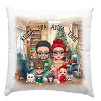 Karácsonyi cuki család párna macskákkal