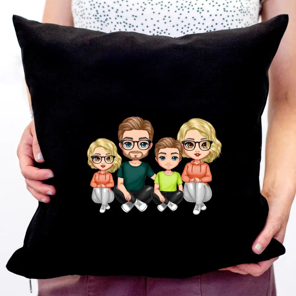 Cuki karakteres lányos család párna