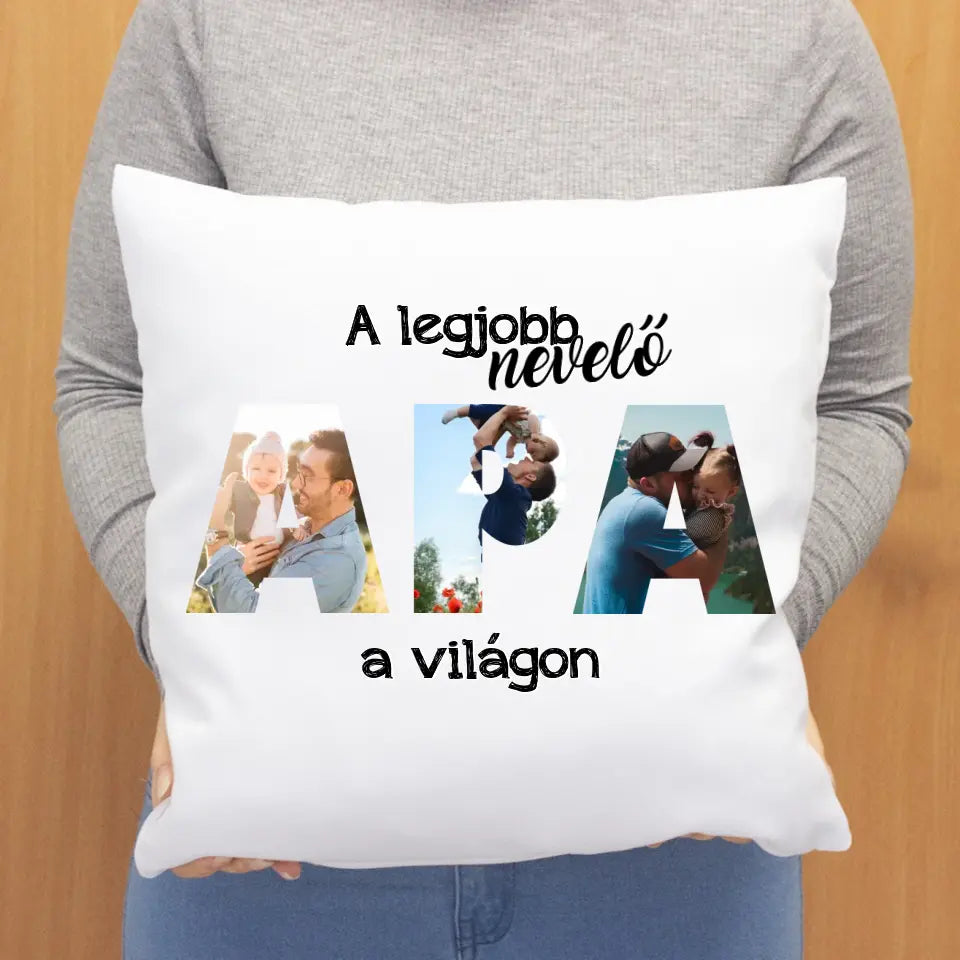 Apák napi fényképes párna nevelőapáknak