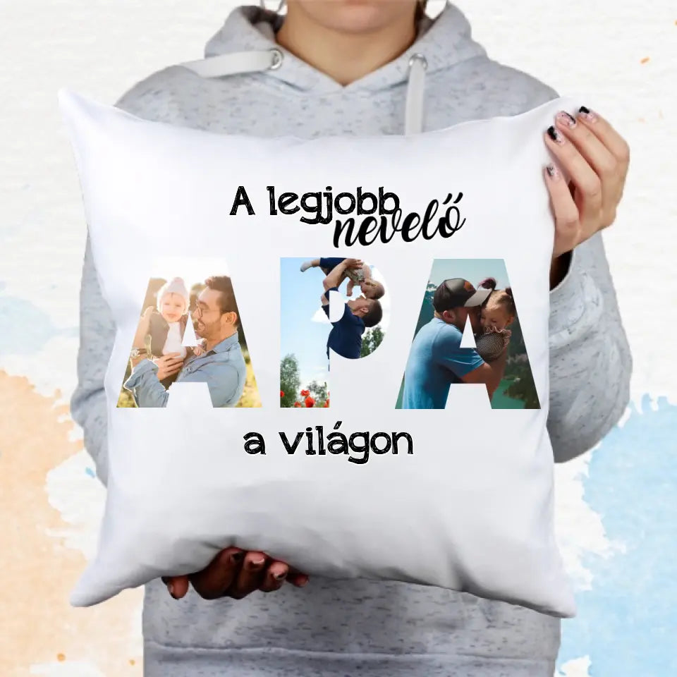 Apák napi fényképes párna nevelőapáknak