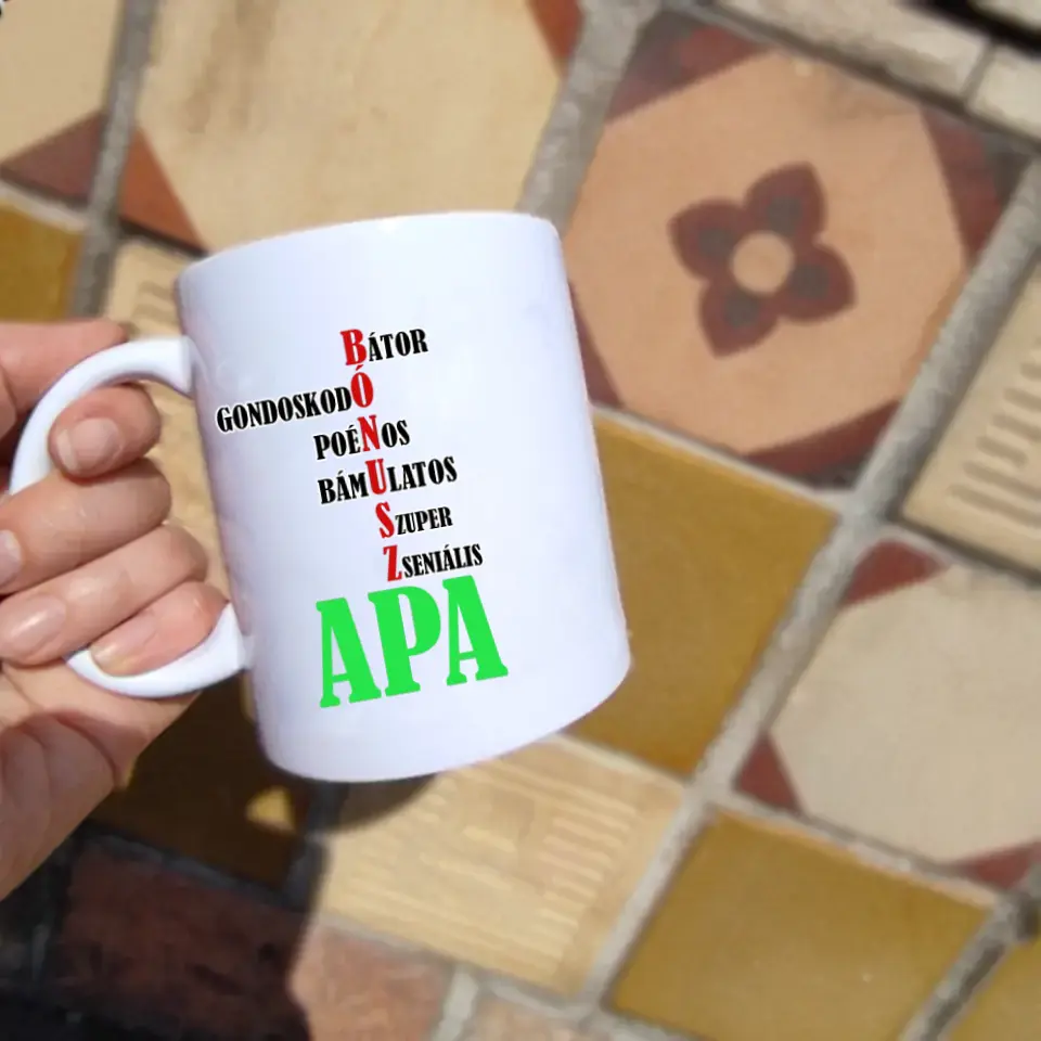 Szókirakó bónusz apa bögre fényképpel