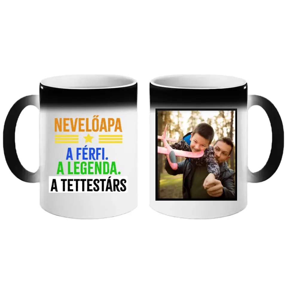 A tettestárs nevelőapa bögre fényképpel