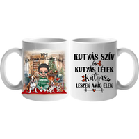 Karácsonyi gazdi kutyákkal ajándék bögre választható fiú és lány karakterrel