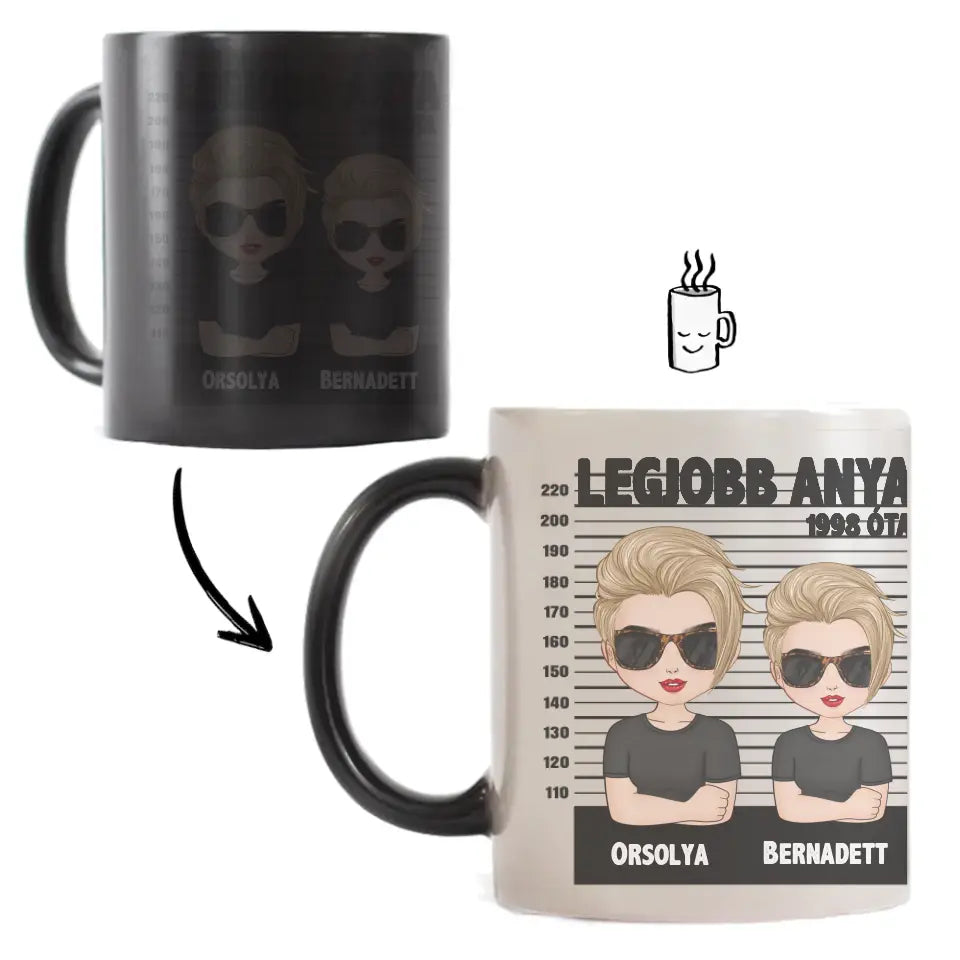 Anya gyermekeivel bögre szerkeszthető karakterekkel