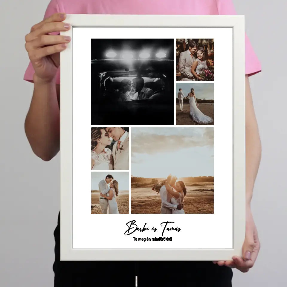 Fotómontázs falikép felirattal