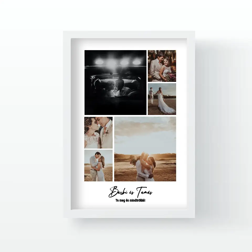 Fotómontázs falikép felirattal