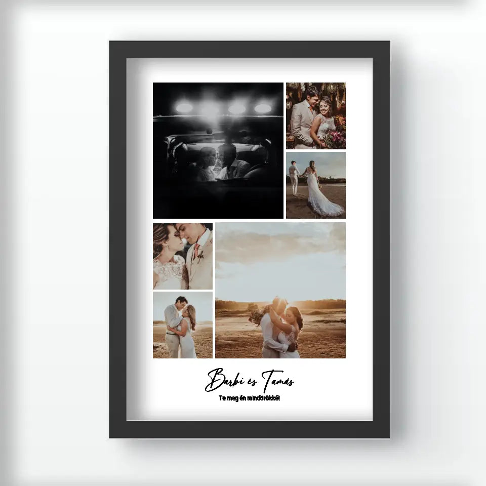 Fotómontázs falikép felirattal