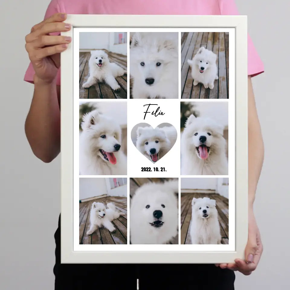 Fotókollázs falikép szívvel a közepén