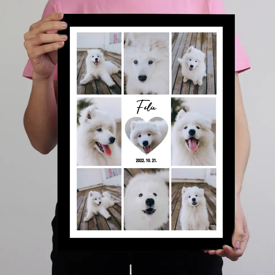 Fotókollázs falikép szívvel a közepén