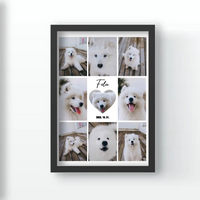 Fotókollázs falikép szívvel a közepén