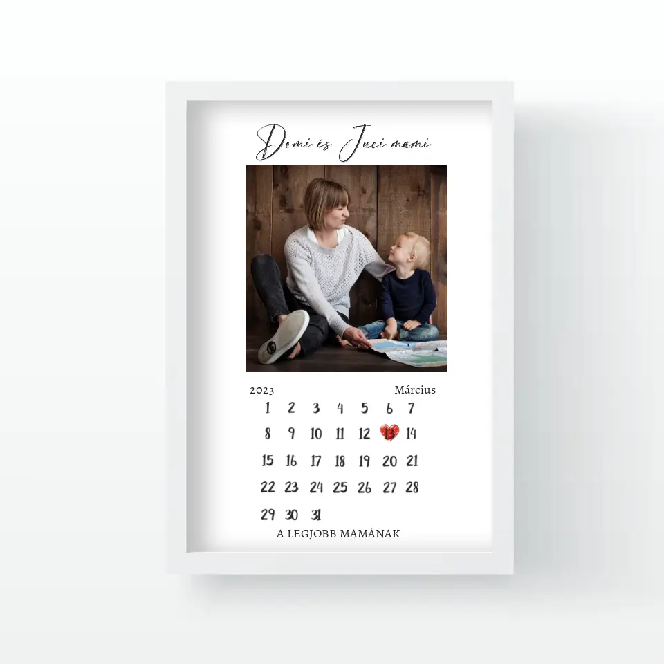 Egyedi falikép saját fotóval és naptárral Nagymamáknak