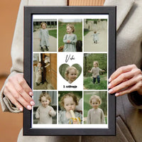 Babás fotókollázs falikép szívvel a közepén