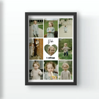 Babás fotókollázs falikép szívvel a közepén