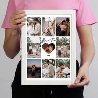 Fotókollázs falikép pároknak szívvel a közepén