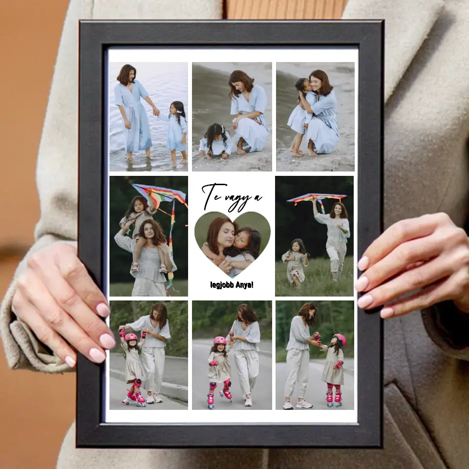 Fotókollázs falikép Anyáknak szívvel a közepén