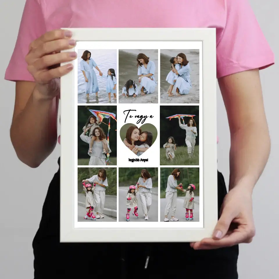 Fotókollázs falikép Anyáknak szívvel a közepén