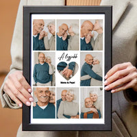 Fotókollázs falikép Nagyszülőknek szívvel a közepén