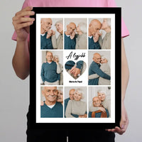 Fotókollázs falikép Nagyszülőknek szívvel a közepén