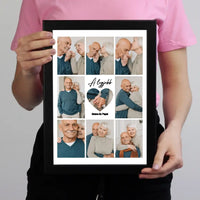 Fotókollázs falikép Nagyszülőknek szívvel a közepén