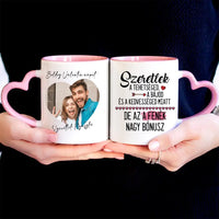 Valentin napi fotós bögre választható vicces feliratokkal