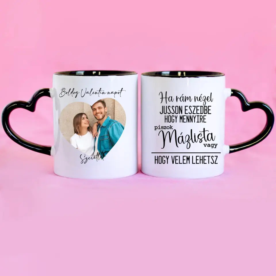 Piszok mázlista Valentin napi bögre fényképpel