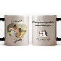 A te pingvined Valentin napi bögre saját fényképpel