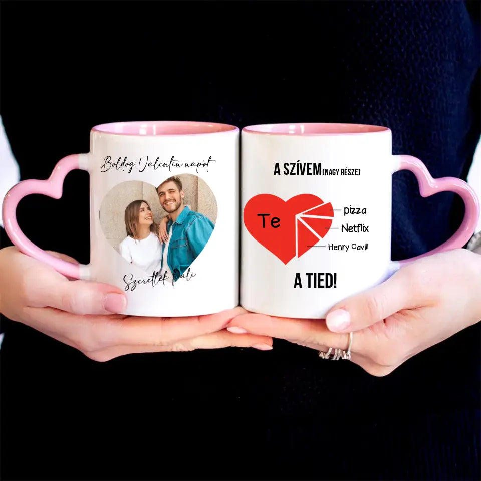 A szívem nagy része a tied Valentin napi bögre fényképpel