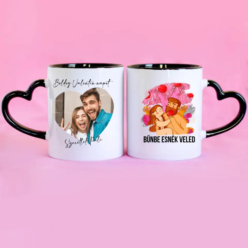 Bűnbe esnék Veled bögre egyedi fényképpel