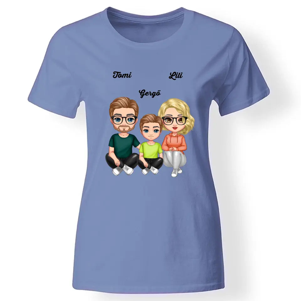 Cukifejű család női póló fiúval