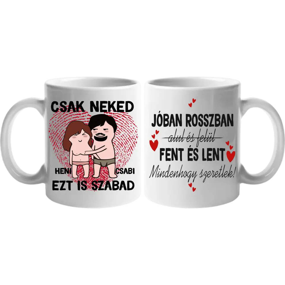 Csak neked vicces bögre pároknak szerkeszthető karakterekkel