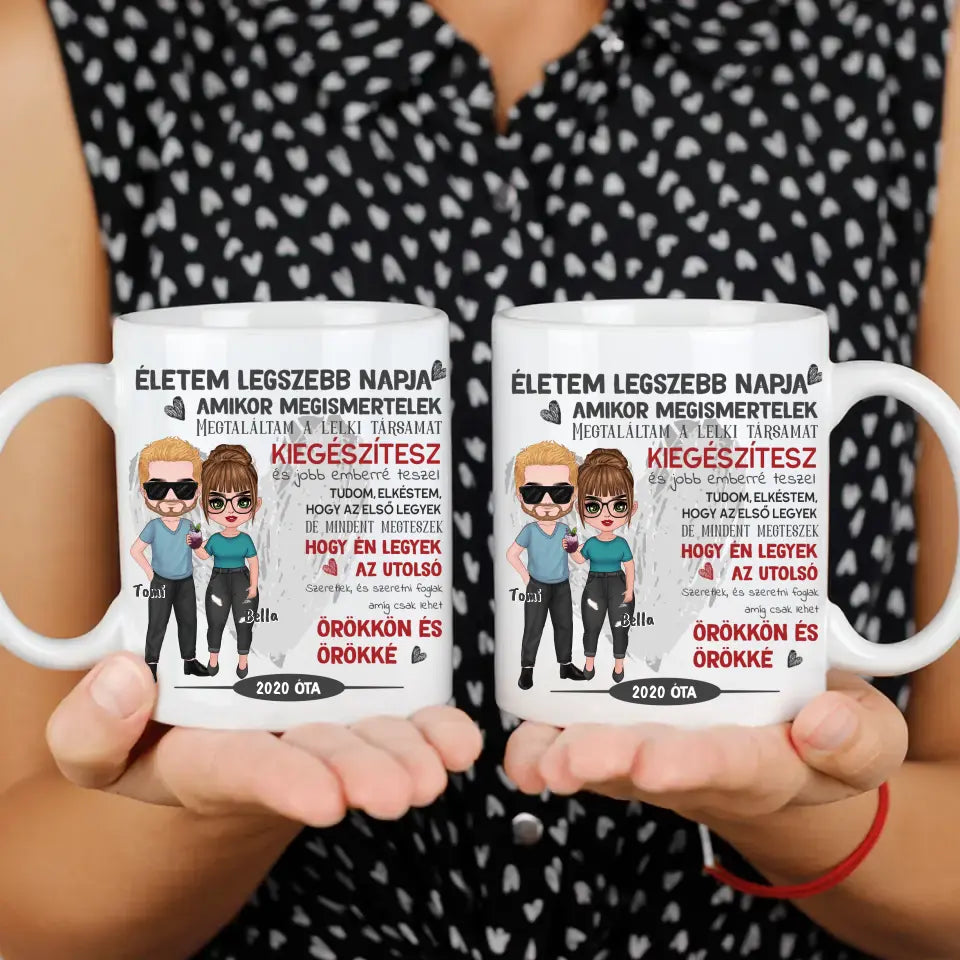 Amikor megismertelek szerkeszthető karakteres valentin napi bögre