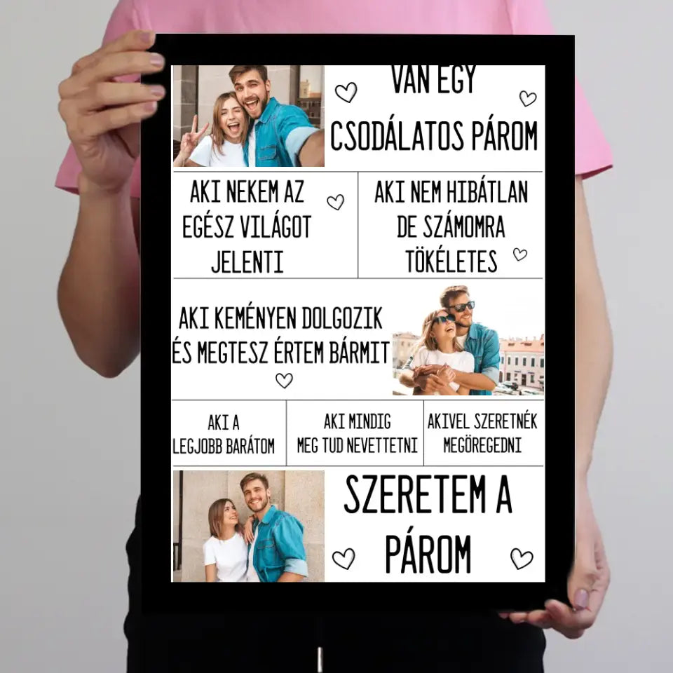 Egyedi Valentin napi falikép a párodnak 3 fényképpel