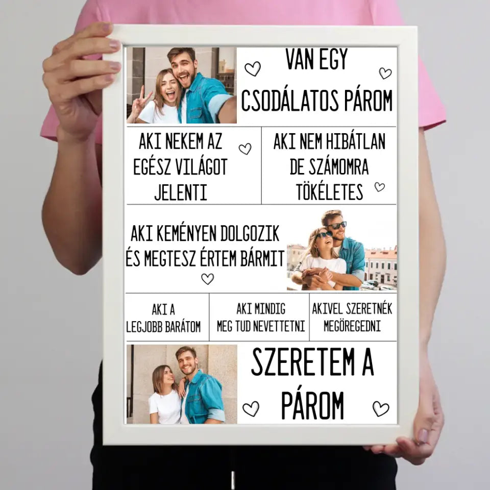 Egyedi Valentin napi falikép a párodnak 3 fényképpel