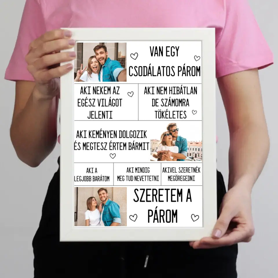 Egyedi Valentin napi falikép a párodnak 3 fényképpel