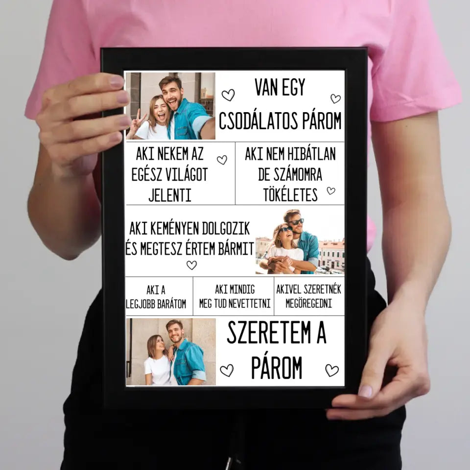 Egyedi Valentin napi falikép a párodnak 3 fényképpel