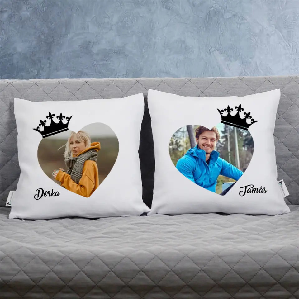 Queen and King két darabos párna szett egyedi képpel
