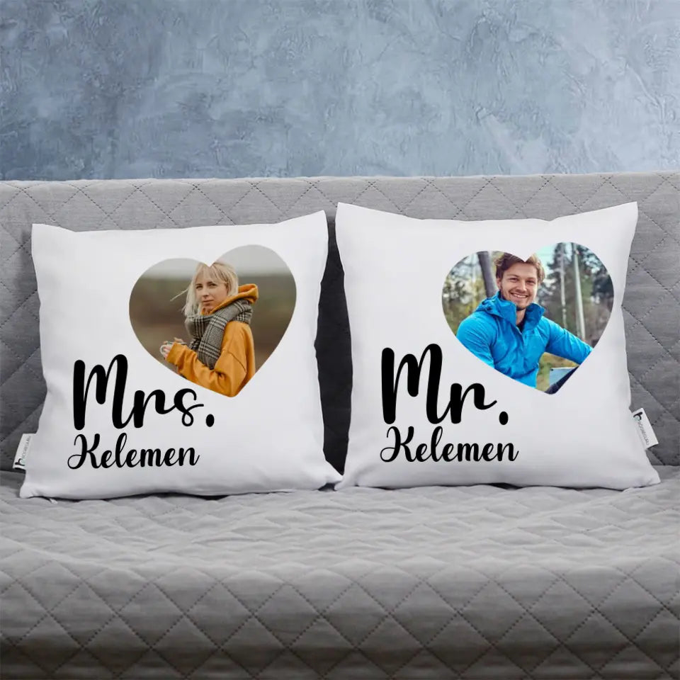 Mr. és Mrs. két darabos párna szett képpel