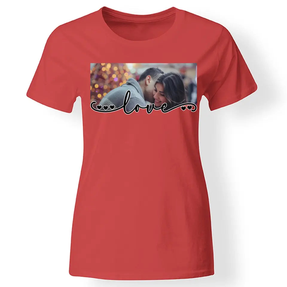 Love feliratos női póló egyedi képpel