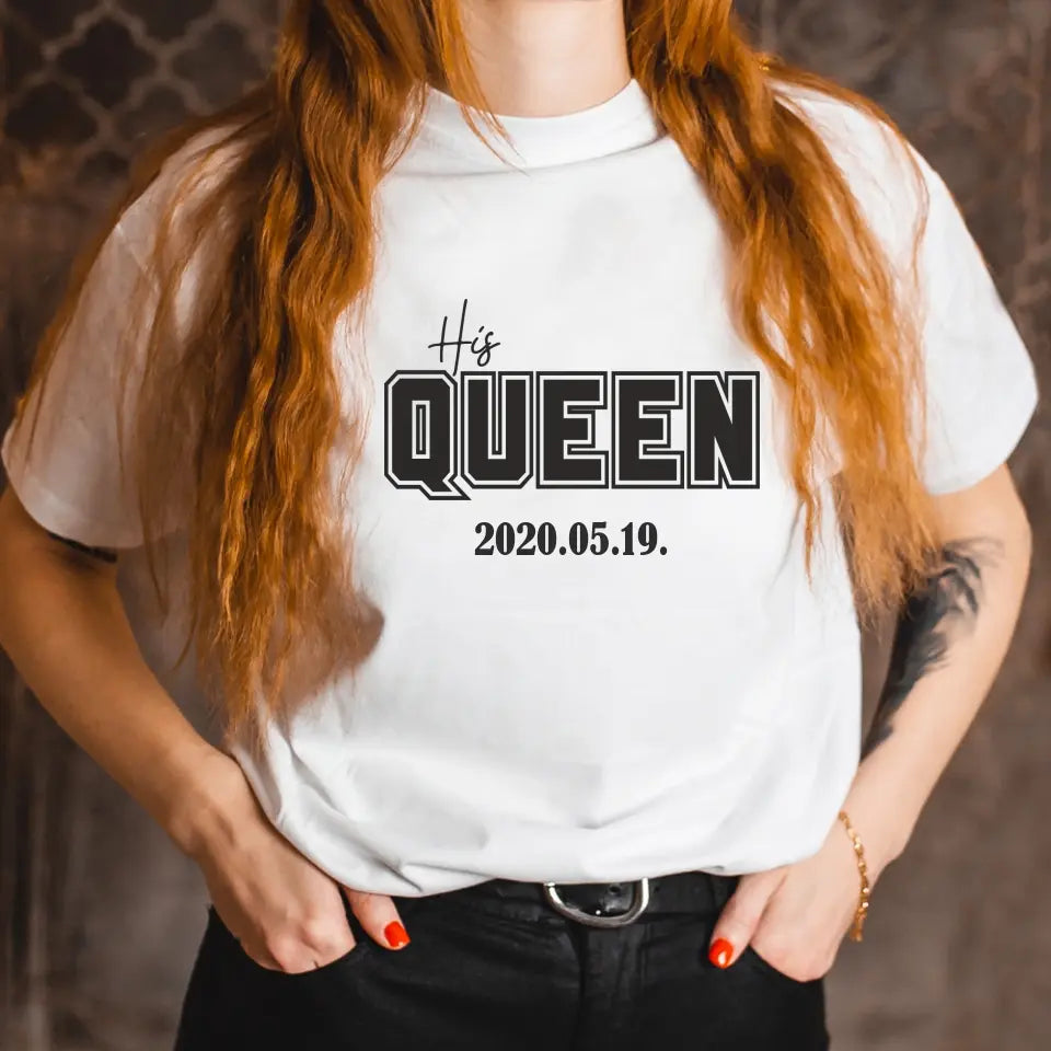 His Qeen női póló évszámmal fehér