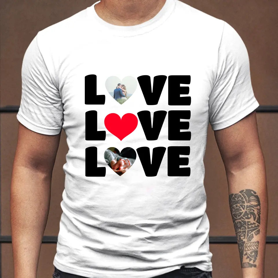 Egyedi 2 szív képes póló férfiaknak