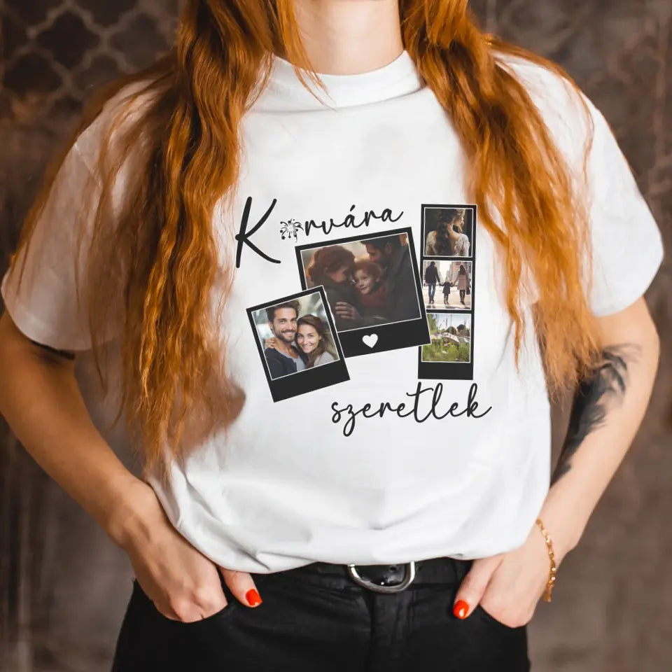 Polaroid képes női póló saját fotókkal
