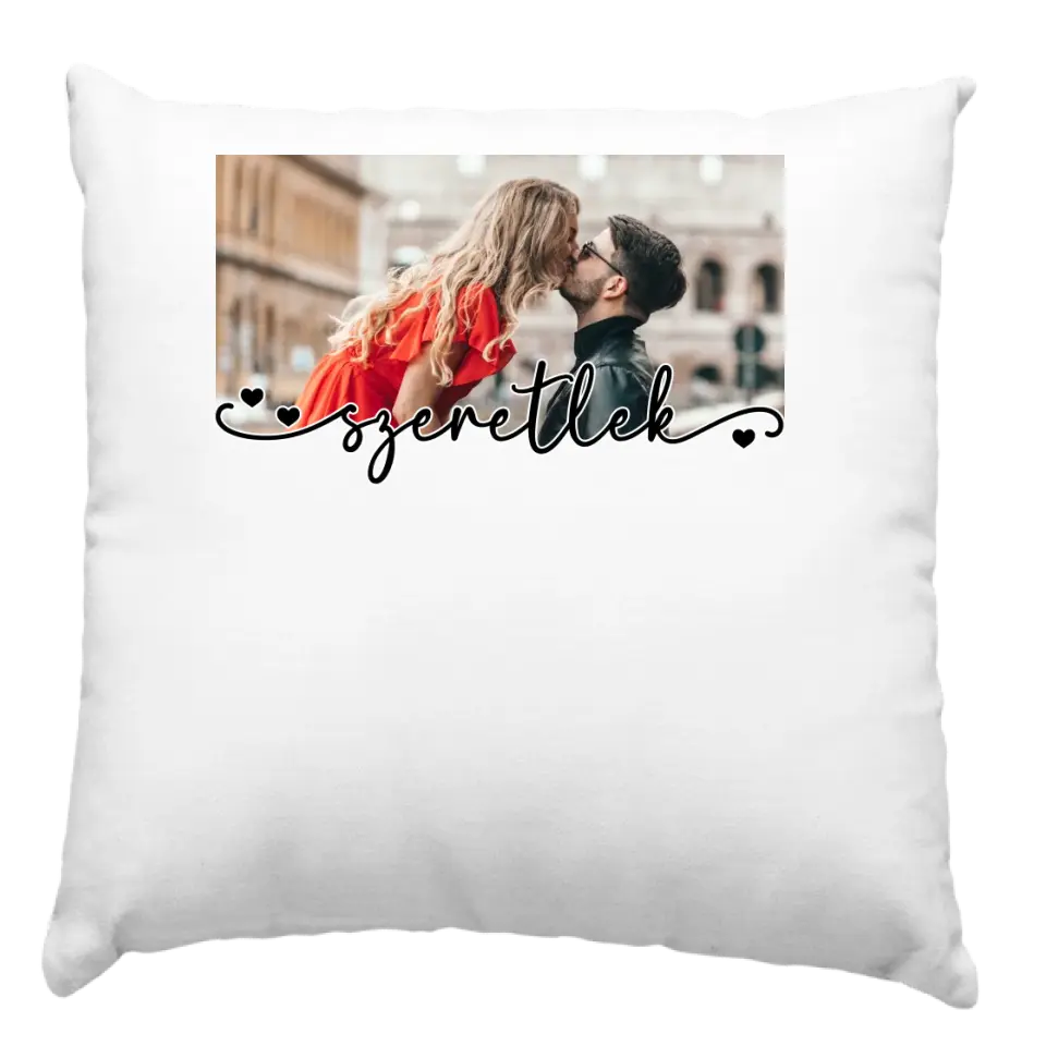 Love feliratos párna egyedi képpel