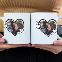 Aranyos szív alakú egyedi képes bögre